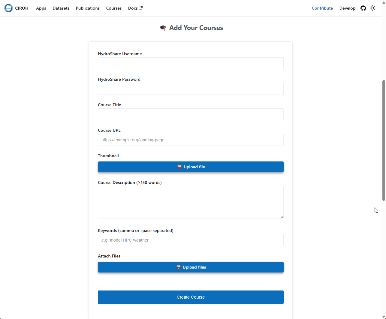 Portal Contribute Courses Page