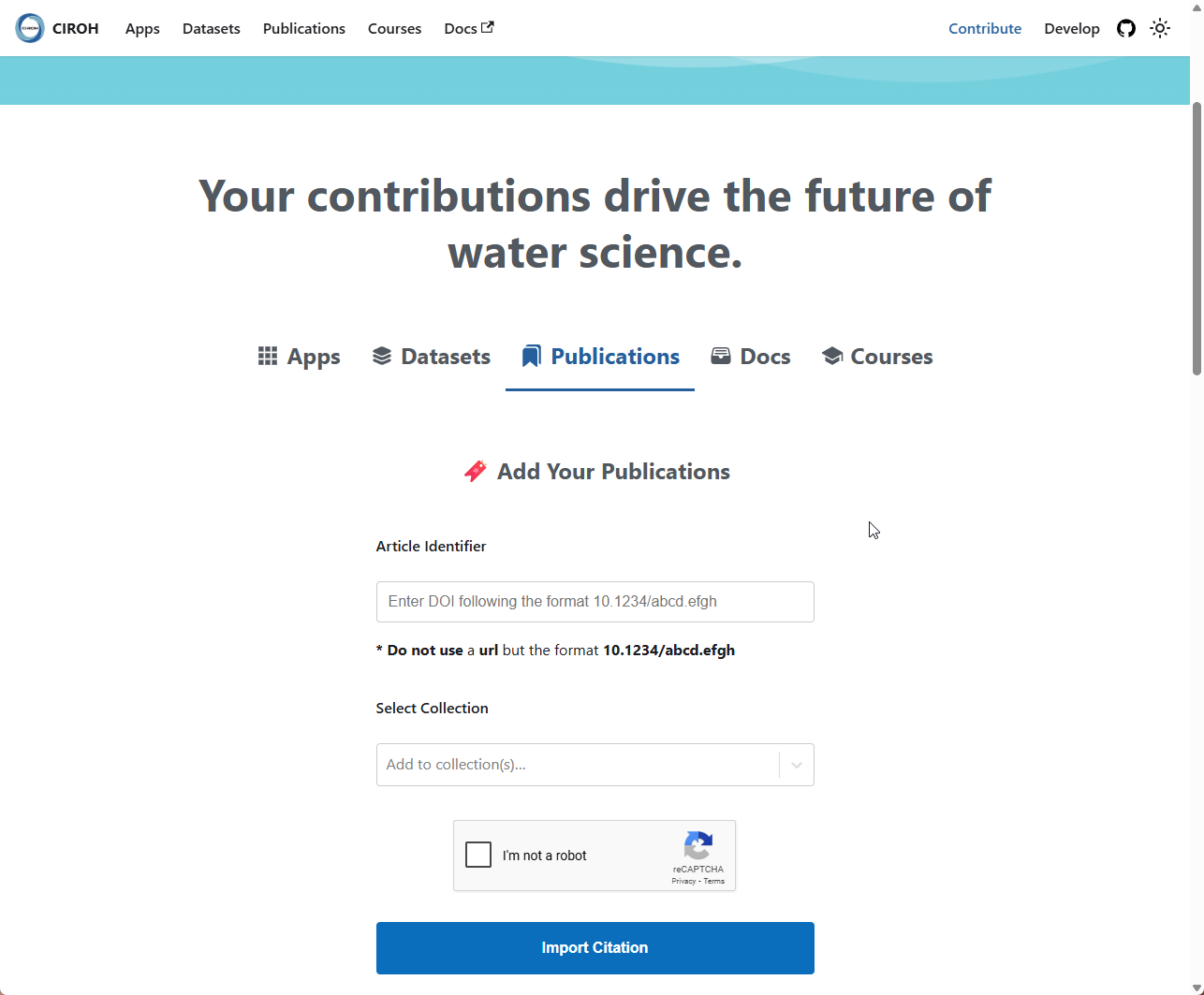 Portal Contribute Publication Page
